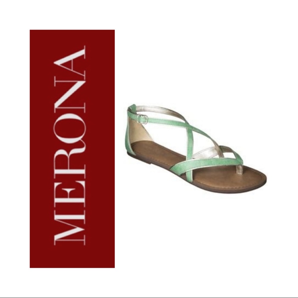 EUC Mint & Gold Strappy Sandals